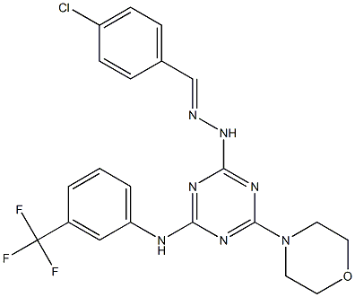 4-chlorobenzaldehyde {4-(4-morpholinyl)-6-[3-(trifluoromethyl)anilino]-1,3,5-triazin-2-yl}hydrazone Struktur