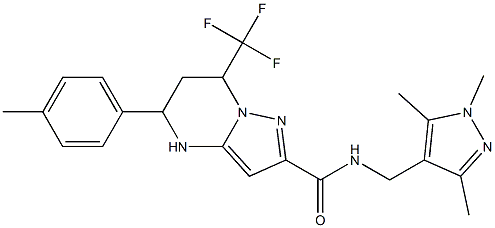 5-(4-methylphenyl)-7-(trifluoromethyl)-N-[(1,3,5-trimethyl-1H-pyrazol-4-yl)methyl]-4,5,6,7-tetrahydropyrazolo[1,5-a]pyrimidine-2-carboxamide Struktur