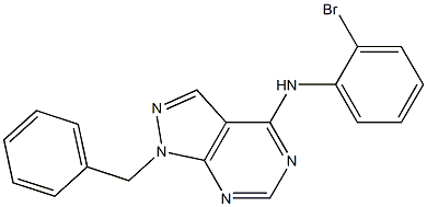 1-benzyl-N-(2-bromophenyl)-1H-pyrazolo[3,4-d]pyrimidin-4-amine Struktur