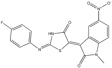 3-{2-[(4-fluorophenyl)imino]-4-oxo-1,3-thiazolidin-5-ylidene}-5-nitro-1-methyl-1,3-dihydro-2H-indol-2-one Struktur