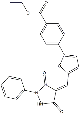 ethyl 4-{5-[(3,5-dioxo-1-phenyl-4-pyrazolidinylidene)methyl]-2-furyl}benzoate Struktur