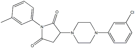 3-[4-(3-chlorophenyl)-1-piperazinyl]-1-(3-methylphenyl)-2,5-pyrrolidinedione Struktur