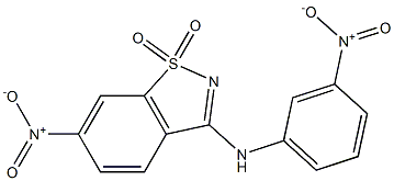 6-nitro-3-{3-nitroanilino}-1,2-benzisothiazole 1,1-dioxide Struktur