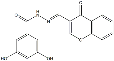 3,5-dihydroxy-N'-[(4-oxo-4H-chromen-3-yl)methylene]benzohydrazide Struktur