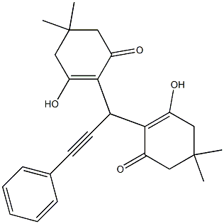 3-hydroxy-2-[1-(2-hydroxy-4,4-dimethyl-6-oxo-1-cyclohexen-1-yl)-3-phenyl-2-propynyl]-5,5-dimethyl-2-cyclohexen-1-one Struktur