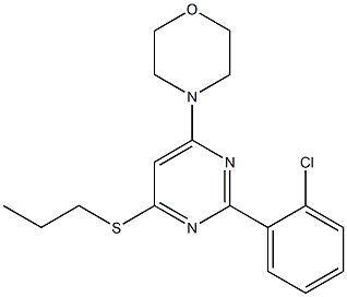 2-(2-chlorophenyl)-6-(4-morpholinyl)-4-pyrimidinyl propyl sulfide Struktur