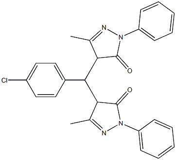 4-[(4-chlorophenyl)(3-methyl-5-oxo-1-phenyl-4,5-dihydro-1H-pyrazol-4-yl)methyl]-5-methyl-2-phenyl-2,4-dihydro-3H-pyrazol-3-one Struktur