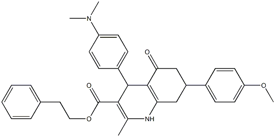 2-phenylethyl 4-[4-(dimethylamino)phenyl]-7-(4-methoxyphenyl)-2-methyl-5-oxo-1,4,5,6,7,8-hexahydro-3-quinolinecarboxylate Struktur