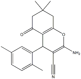 2-amino-4-(2,5-dimethylphenyl)-7,7-dimethyl-5-oxo-5,6,7,8-tetrahydro-4H-chromene-3-carbonitrile Struktur