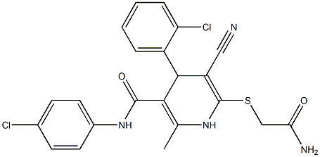 6-[(2-amino-2-oxoethyl)sulfanyl]-4-(2-chlorophenyl)-N-(4-chlorophenyl)-5-cyano-2-methyl-1,4-dihydro-3-pyridinecarboxamide Struktur