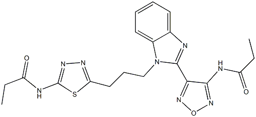 N-[5-(3-{2-[4-(propionylamino)-1,2,5-oxadiazol-3-yl]-1H-benzimidazol-1-yl}propyl)-1,3,4-thiadiazol-2-yl]propanamide Struktur