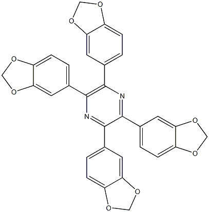 2,3,5,6-tetra(1,3-benzodioxol-5-yl)pyrazine Struktur