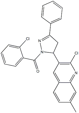 2-chloro-3-[1-(2-chlorobenzoyl)-3-phenyl-4,5-dihydro-1H-pyrazol-5-yl]-7-methylquinoline Struktur