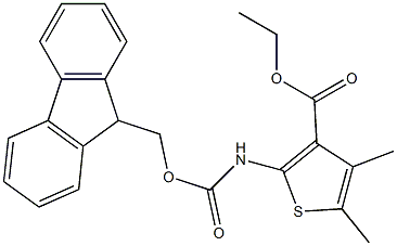 ethyl 2-{[(9H-fluoren-9-ylmethoxy)carbonyl]amino}-4,5-dimethyl-3-thiophenecarboxylate Struktur