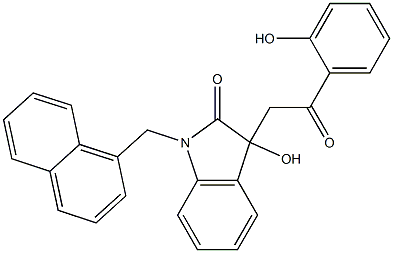 3-hydroxy-3-[2-(2-hydroxyphenyl)-2-oxoethyl]-1-(1-naphthylmethyl)-1,3-dihydro-2H-indol-2-one Struktur