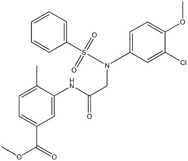 methyl 3-({[3-chloro-4-methoxy(phenylsulfonyl)anilino]acetyl}amino)-4-methylbenzoate Struktur