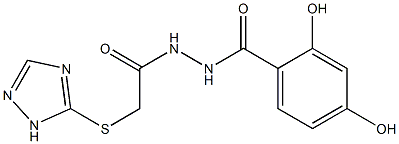 2,4-dihydroxy-N'-[(1H-1,2,4-triazol-5-ylsulfanyl)acetyl]benzohydrazide Struktur