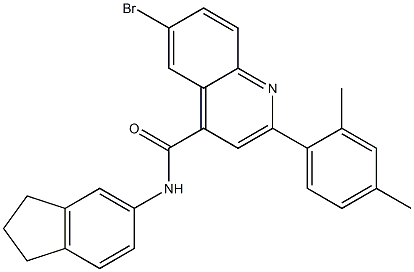 6-bromo-N-(2,3-dihydro-1H-inden-5-yl)-2-(2,4-dimethylphenyl)-4-quinolinecarboxamide Struktur