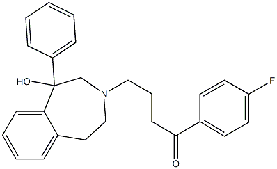 1-(4-fluorophenyl)-4-(1-hydroxy-1-phenyl-1,2,4,5-tetrahydro-3H-3-benzazepin-3-yl)-1-butanone Struktur