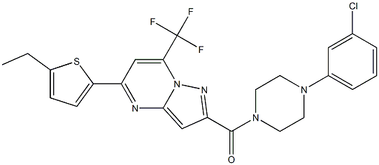 2-{[4-(3-chlorophenyl)-1-piperazinyl]carbonyl}-5-(5-ethyl-2-thienyl)-7-(trifluoromethyl)pyrazolo[1,5-a]pyrimidine Struktur