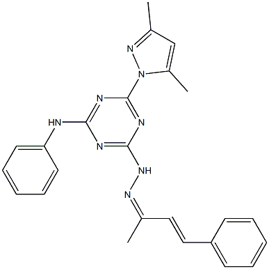 4-phenyl-3-buten-2-one [4-anilino-6-(3,5-dimethyl-1H-pyrazol-1-yl)-1,3,5-triazin-2-yl]hydrazone Struktur