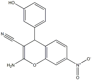 2-amino-7-nitro-4-(3-hydroxyphenyl)-4H-chromene-3-carbonitrile Struktur