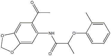 N-(6-acetyl-1,3-benzodioxol-5-yl)-2-(2-methylphenoxy)propanamide Struktur