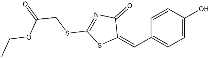 ethyl {[5-(4-hydroxybenzylidene)-4-oxo-4,5-dihydro-1,3-thiazol-2-yl]sulfanyl}acetate Struktur