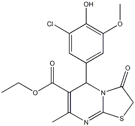 ethyl 5-(3-chloro-4-hydroxy-5-methoxyphenyl)-7-methyl-3-oxo-2,3-dihydro-5H-[1,3]thiazolo[3,2-a]pyrimidine-6-carboxylate Struktur