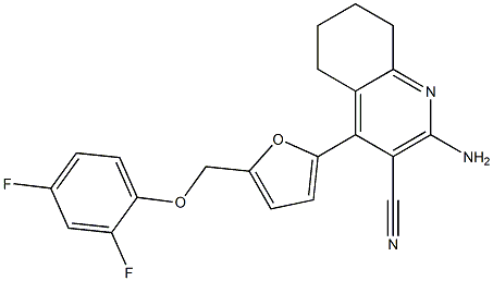 2-amino-4-{5-[(2,4-difluorophenoxy)methyl]-2-furyl}-5,6,7,8-tetrahydro-3-quinolinecarbonitrile Struktur