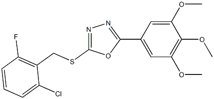 2-[(2-chloro-6-fluorobenzyl)sulfanyl]-5-(3,4,5-trimethoxyphenyl)-1,3,4-oxadiazole Struktur