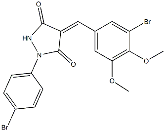 4-(3-bromo-4,5-dimethoxybenzylidene)-1-(4-bromophenyl)-3,5-pyrazolidinedione Struktur