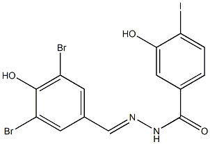 N'-(3,5-dibromo-4-hydroxybenzylidene)-3-hydroxy-4-iodobenzohydrazide Struktur