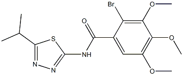 2-bromo-N-(5-isopropyl-1,3,4-thiadiazol-2-yl)-3,4,5-trimethoxybenzamide Struktur