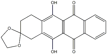 6,11-dihydroxy-7,8,9,10-tetrahydrospiro[naphthacene-8,2'-(1,3)-dioxolane]-5,12-dione Struktur