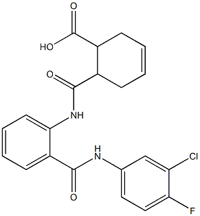 6-({2-[(3-chloro-4-fluoroanilino)carbonyl]anilino}carbonyl)-3-cyclohexene-1-carboxylic acid Struktur