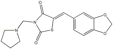 5-(1,3-benzodioxol-5-ylmethylene)-3-(1-pyrrolidinylmethyl)-1,3-thiazolidine-2,4-dione Struktur