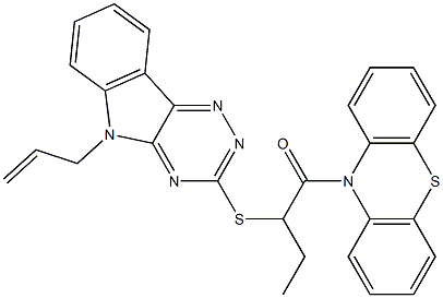 10-{2-[(5-allyl-5H-[1,2,4]triazino[5,6-b]indol-3-yl)sulfanyl]butanoyl}-10H-phenothiazine Struktur