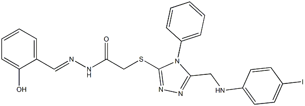 N'-(2-hydroxybenzylidene)-2-({5-[(4-iodoanilino)methyl]-4-phenyl-4H-1,2,4-triazol-3-yl}sulfanyl)acetohydrazide Struktur