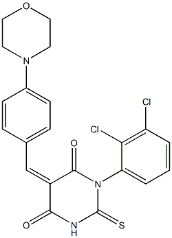 1-(2,3-dichlorophenyl)-5-[4-(4-morpholinyl)benzylidene]-2-thioxodihydro-4,6(1H,5H)-pyrimidinedione Struktur