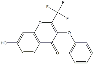 7-hydroxy-3-(3-methylphenoxy)-2-(trifluoromethyl)-4H-chromen-4-one Struktur