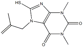 1,3-dimethyl-7-(2-methyl-2-propenyl)-8-sulfanyl-3,7-dihydro-1H-purine-2,6-dione Struktur