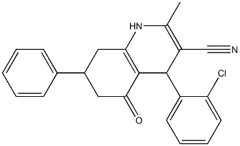 4-(2-chlorophenyl)-2-methyl-5-oxo-7-phenyl-1,4,5,6,7,8-hexahydro-3-quinolinecarbonitrile Struktur