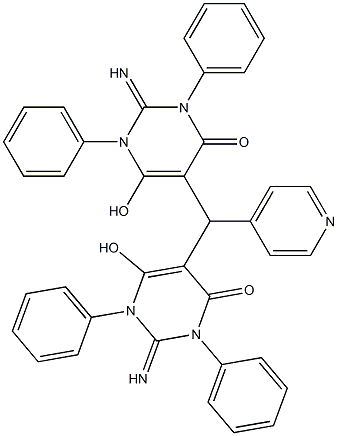 6-hydroxy-5-[(6-hydroxy-2-imino-4-oxo-1,3-diphenyl-1,2,3,4-tetrahydro-5-pyrimidinyl)(4-pyridinyl)methyl]-2-imino-1,3-diphenyl-2,3-dihydro-4(1H)-pyrimidinone Struktur