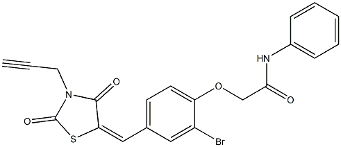 2-(2-bromo-4-{[2,4-dioxo-3-(2-propynyl)-1,3-thiazolidin-5-ylidene]methyl}phenoxy)-N-phenylacetamide Struktur