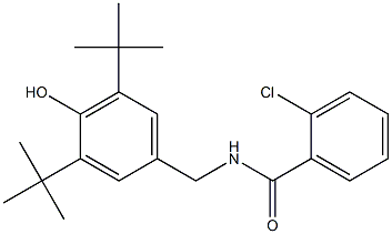 2-chloro-N-(3,5-ditert-butyl-4-hydroxybenzyl)benzamide Struktur