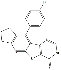 10-(4-chlorophenyl)-8,9-dihydro-3H-cyclopenta[5',6']pyrido[3',2':4,5]thieno[3,2-d]pyrimidin-4(7H)-one Struktur