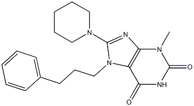 3-methyl-7-(3-phenylpropyl)-8-(1-piperidinyl)-3,7-dihydro-1H-purine-2,6-dione Struktur