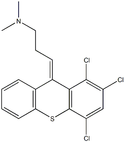 N,N-dimethyl-N-[3-(1,2,4-trichloro-9H-thioxanthen-9-ylidene)propyl]amine Struktur