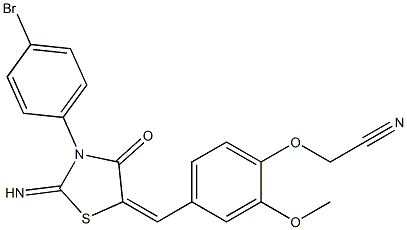 (4-{[3-(4-bromophenyl)-2-imino-4-oxo-1,3-thiazolidin-5-ylidene]methyl}-2-methoxyphenoxy)acetonitrile Struktur